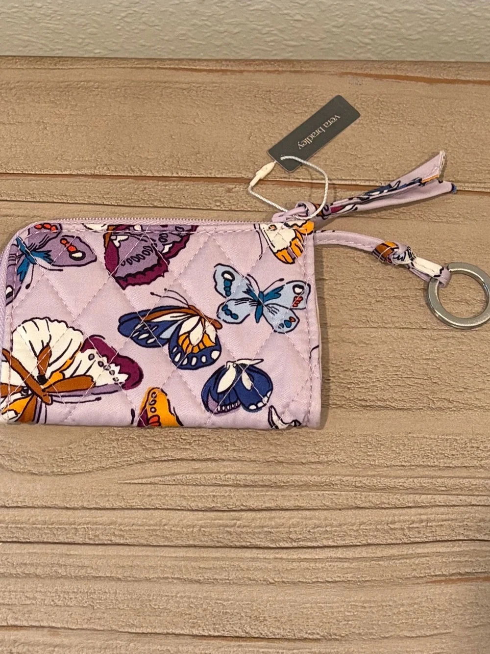 Vera Bradley Butterfly Print Wristlet Card Case with Key Ring